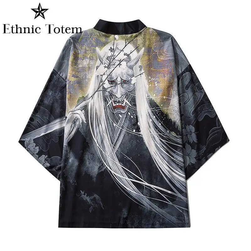 Men Japanese Kimono Cardigan Men Samurai Costume Clothing Kimono Mens Kimono Shirt Yukata Japanese Traditional Ukiyoe Haori