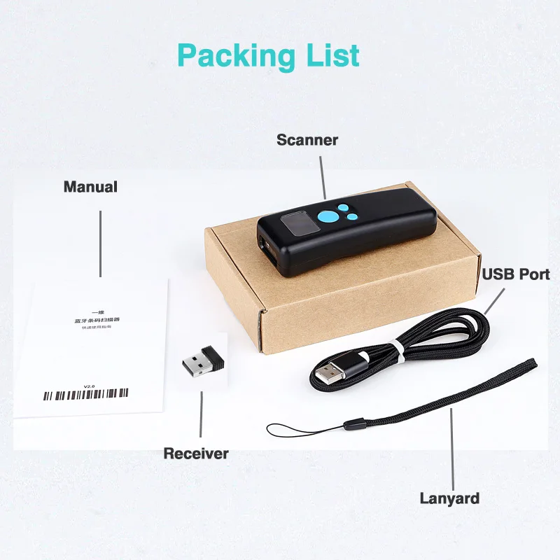 M8L Portable Wireless Barcode Scanner And M8D Mini Bluetooth 1D/2D QR Bar Code Reader for IOS Android IPAD PDF417