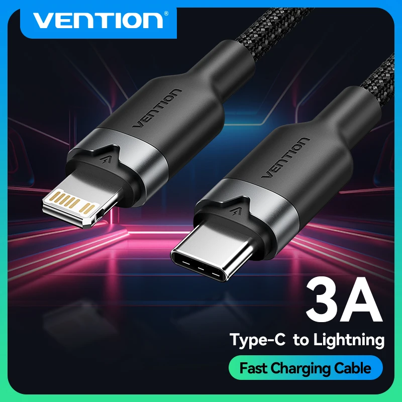 Vention PD USB C 타입 라이트닝 고속 충전 케이블, 아이폰 8-14 시..