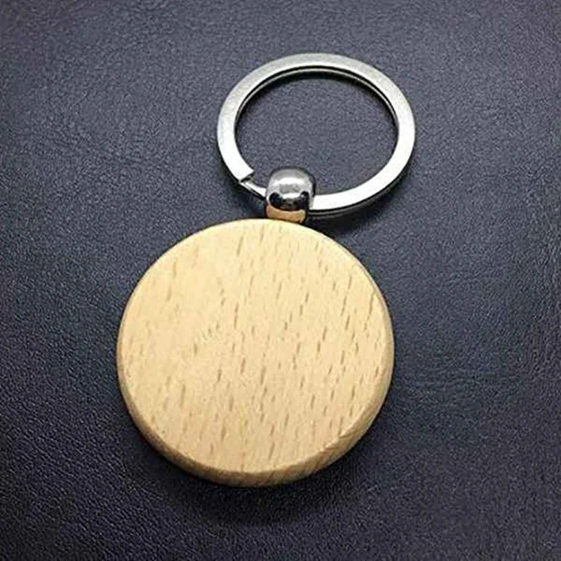 Blank Round Wooden Key Chain, DIY Wood Keychains, Can Engrave, Gifts, 100Pcs 5