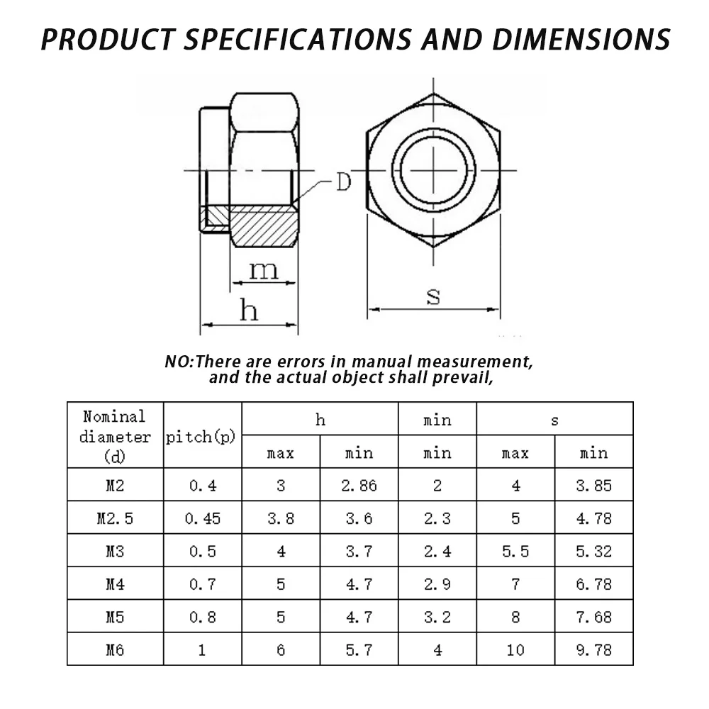 M2 M3 M4 M5 M6 Carbon Steel Self Lock Nut Screw Set Hex Hexagonal Allen Countersunk Bolt Nylon Locking Nuts Kit High Strength