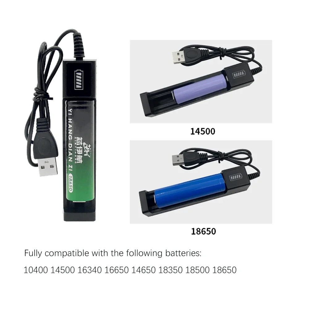 Battery Charger 1 Slot 18650 USB Battery Charger Universal Smart Quick Charging for Rechargeable Lithium Batterie Charge 14500 16650 14650 18500