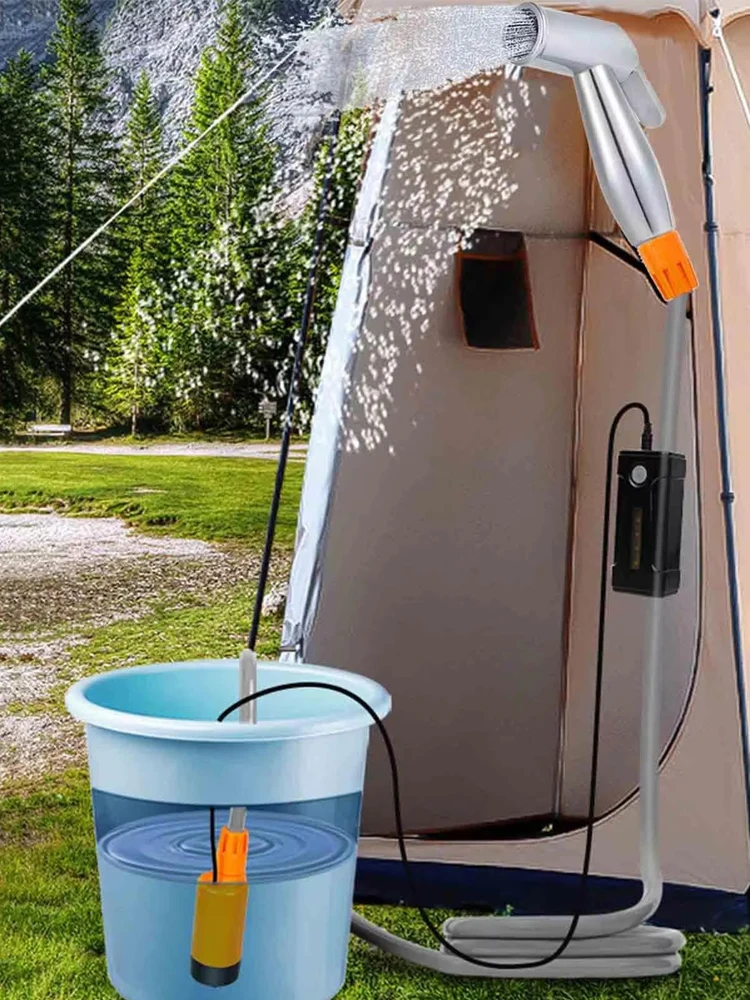 Tragbare Outdoor-Klettern, Camping-Dusche, wiederaufladbare Duschpumpe für Strandbaden, Bewässerung von Blumen, Haustier, Auto, Hund, sauber – Detail 4