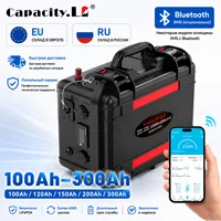Batterie Lifepo4 12v 100ah 120Ah 200Ah 300Ah 6000+ cycles, batterie rechargeable avec BMS intégré et Bluetooth pour solaire, camping-car, sondeur de poissons 1