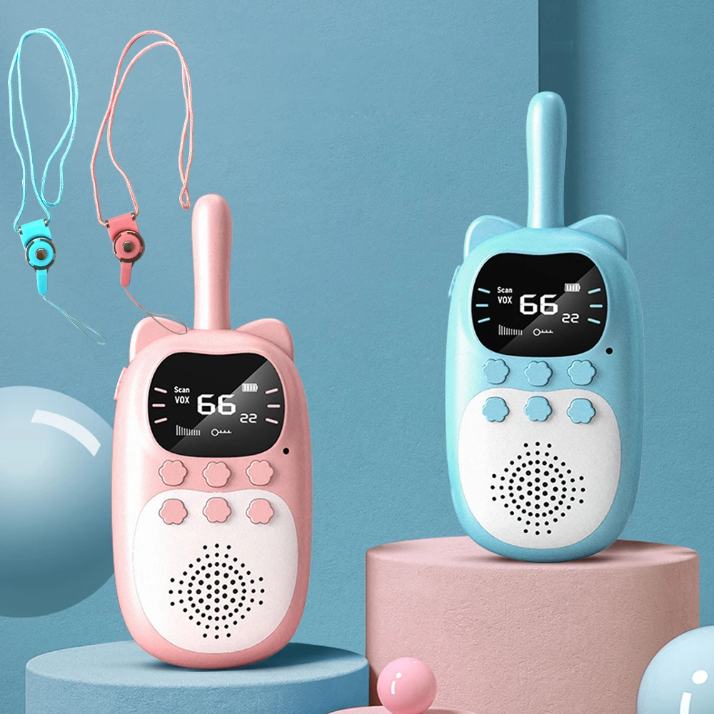 

2pcs Walkie Talkie Kids Rechargeable 1000mAh Battery Transceiver Children's Wireless Phone Talking Kids Birthday Gifts Boy Girl