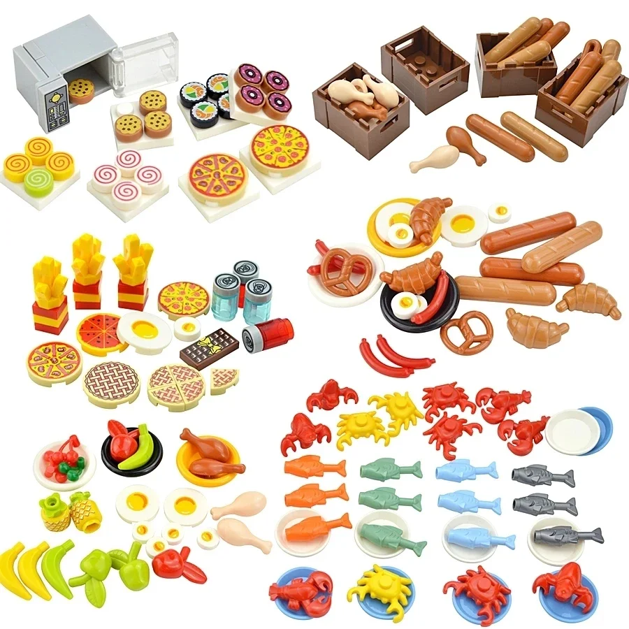 Food Building Blocks City Friend Accessories Bread Chips Roast
