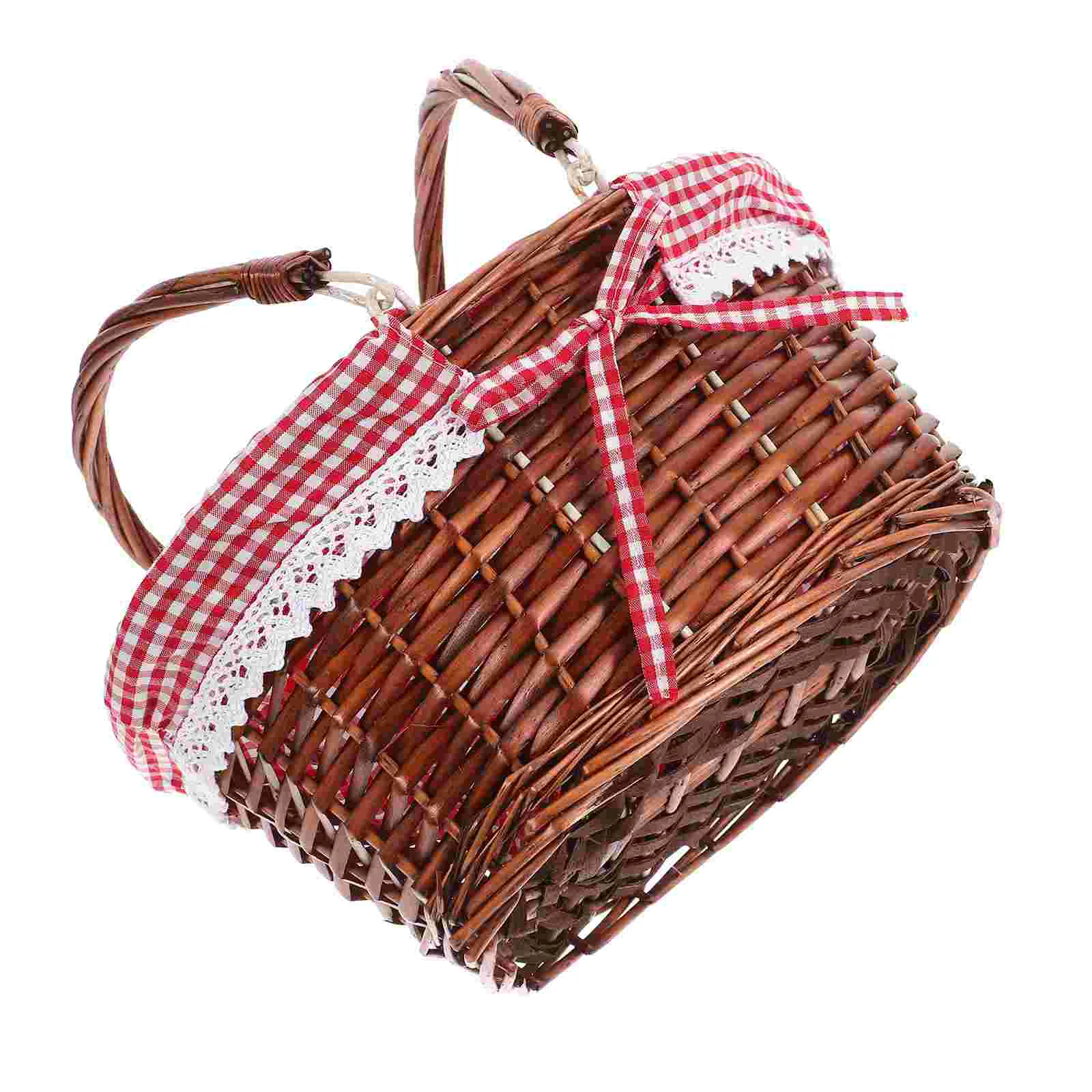 Rattan Picnic Basket Backpack with Stuffed Animal Tote Bag Table Wicker Lid Cooler Child Blanket Beach 2