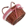 Rattan Picnic Basket Backpack with Stuffed Animal Tote Bag Table Wicker Lid Cooler Child Blanket Beach 2