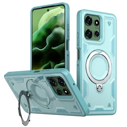 Enhanced Magnetic Phone Case with Rotating Ring Holder and Hard Shell Design for Motorola G Play (2025) (BaBy Blue)