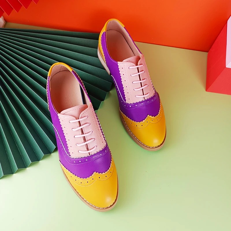 Women's Leather Summer Platform Sneakers Flat Casual Oxford Shoes Loafers Moccasins Spring Vintage for Woman Trend New