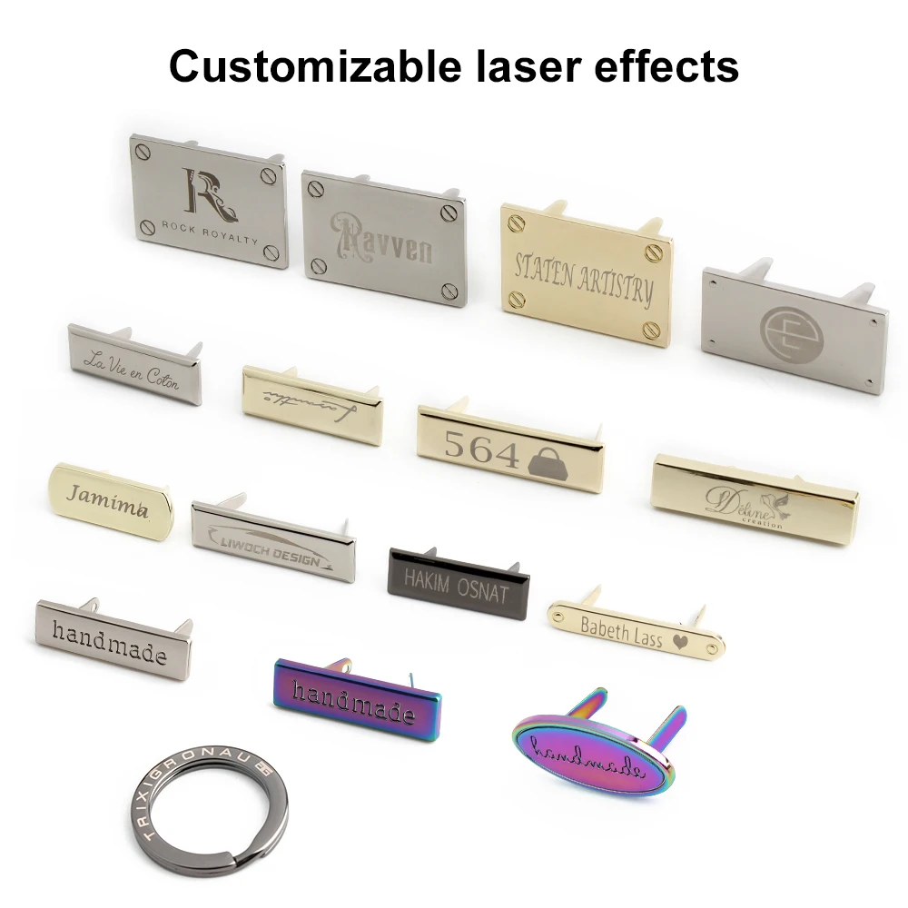 50-100PCS Customize Logo Metal Purse Labels Laser Your Brand For Bags Handbag Hat Garment Engrave Making Name Tags Accessories