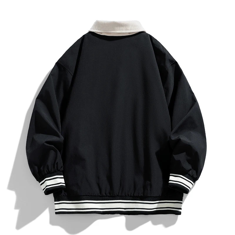 Men's Spring Autumn Solid Turn-down Collar Zipper Pockets Screw Thread Lantern Long Sleeve Cardigan Jacket Coats Casual Tops