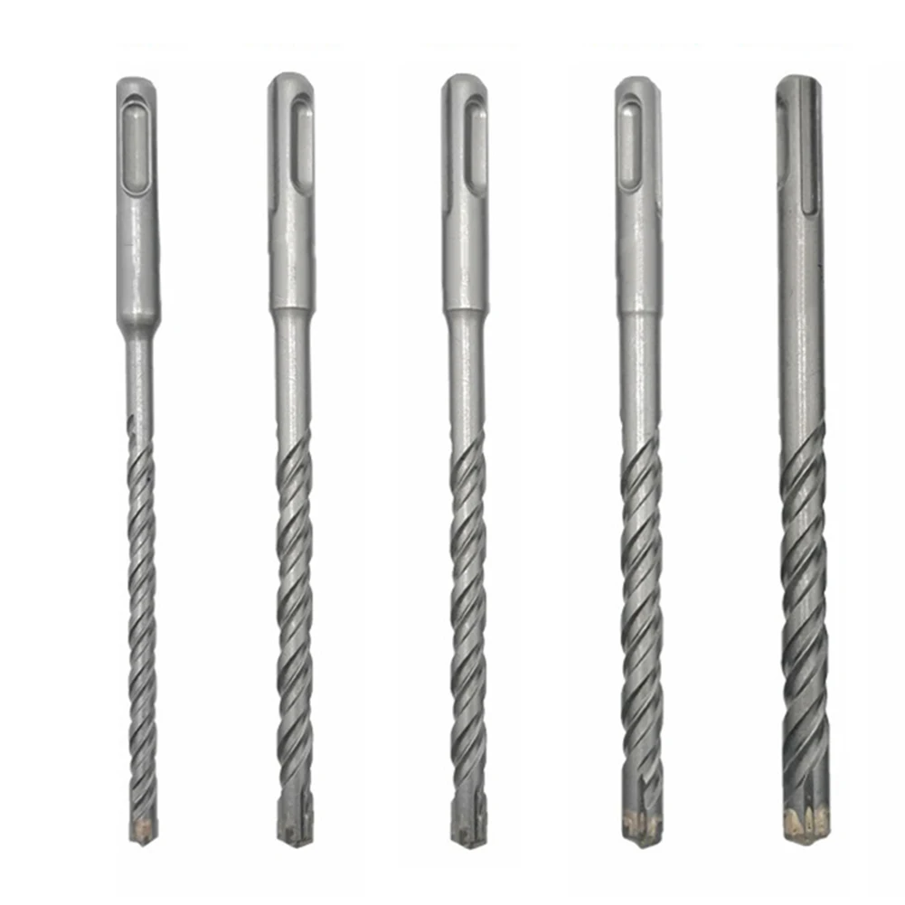 5pcs 160mm Masonry Drill Bits Set Carbide Steel Impact Drill Bit 2 Slots 2 Pits Round Drill Bits For Wall Concrete Brick Masonry greenery 6 16mm impact drill bit concrete extended wall penetrating universal square handle electric hammer drill