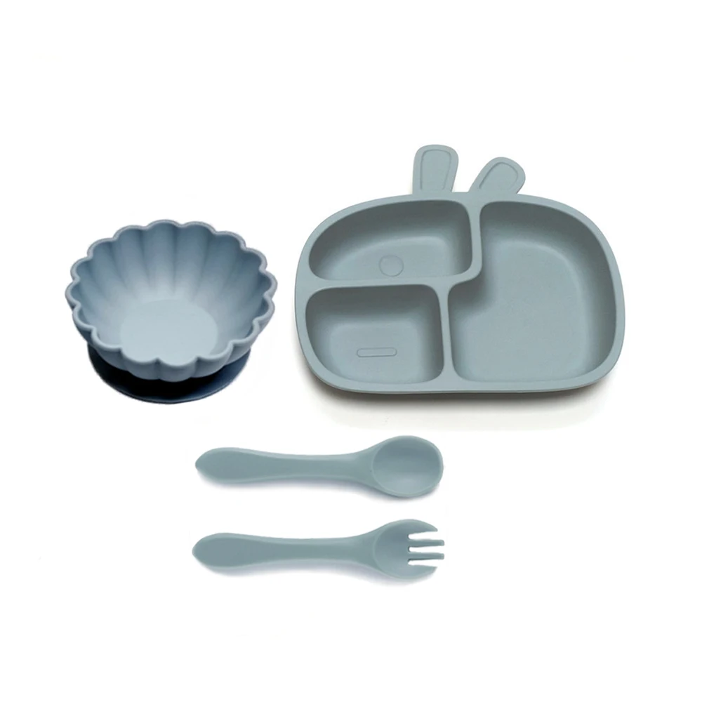 4pcs Baby Dinner PlateInfant Suction Cup Compartment PlateAutonomous Eating Training Bowl and Plate Set 2