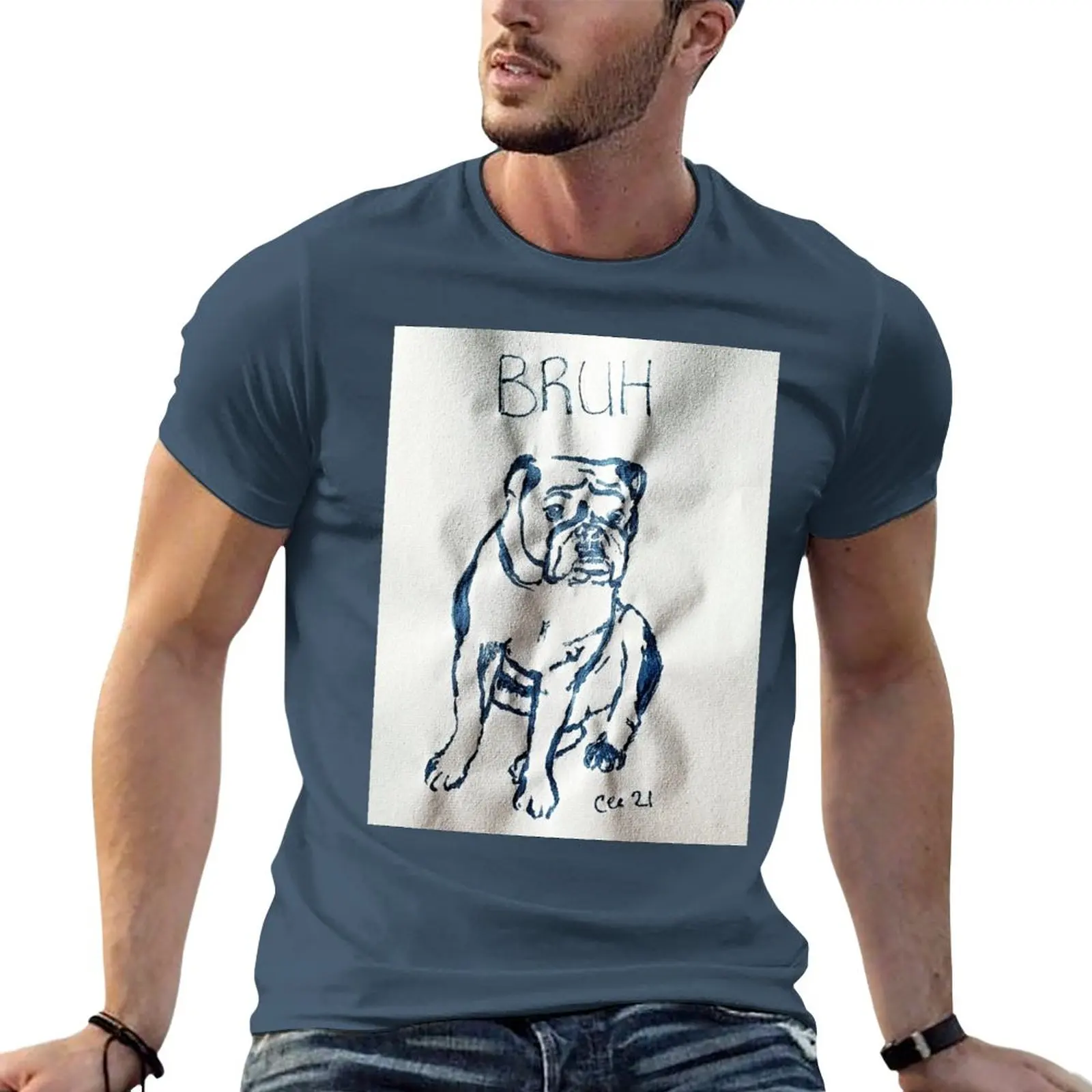 

Bruh Bulldog T-Shirt summer clothes boys whites black t shirts for men