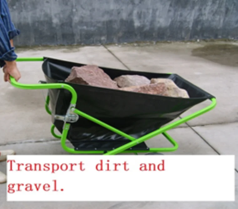 200lbs Two wheels Steel Foldable Cloth Lightweight Portable Canvas Folding Rolling Garden Cart Barrow