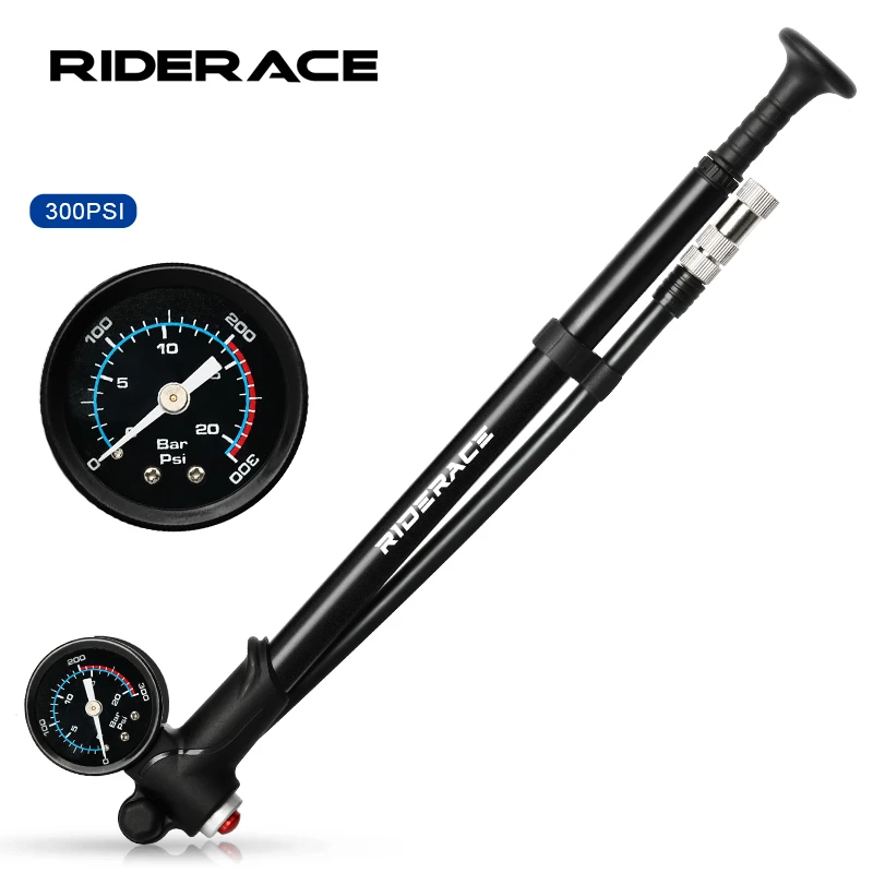 

300psi Portable High-pressure Bike Air Pump Mountain Bicycle Fork & Rear Suspension Shock Absorber Pump with Barometer Gauge