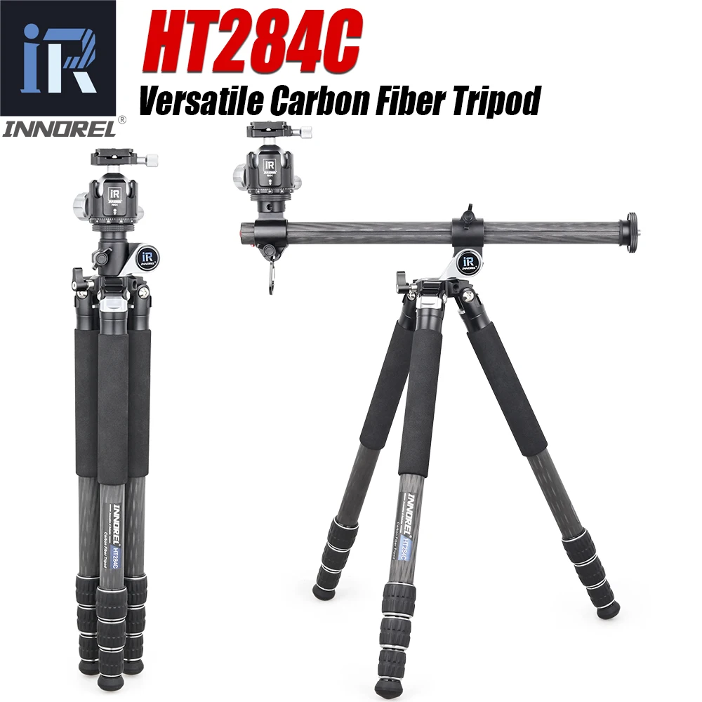 INNOREL HT284C Horizontal Camera Tripod 182cm with Center Column Carbon Fiber Stand for DSLR Video Camcorder 20kg Max Load