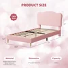 Upholstered Twin Size Bed Frame for Kids with Scallop Headboard, Cute Velvet Twin Bed for Girls, Boys, Sturdy Platform Bed 2