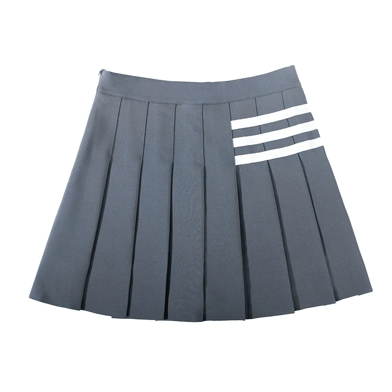 Women Pleated Skirt Summer High Waist Zipper Preppy Style Mini Skirts Black Fashion Student A Line Female Sweet Striped Shorts