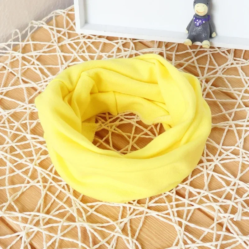Kids Cotton Scarf Multipurpose O Neck Ring Scarf Solid Print Children Autumn Winter Warm Windproof Scarves for Boys Girls