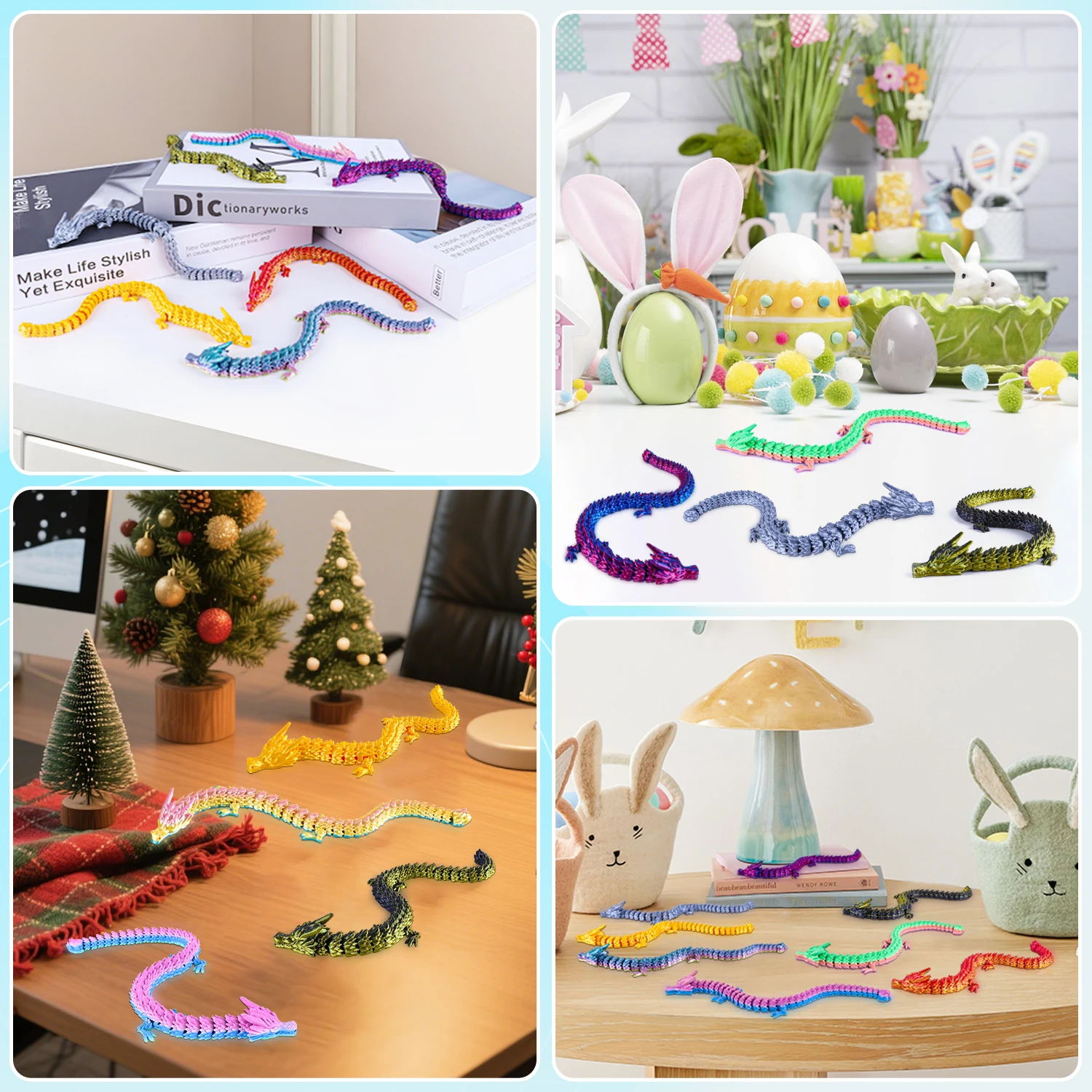 Vibrant 3D Dragon Toy with Articulated Joints - Fun Poseable Figure for Holiday Pranks and Novelty Gifts