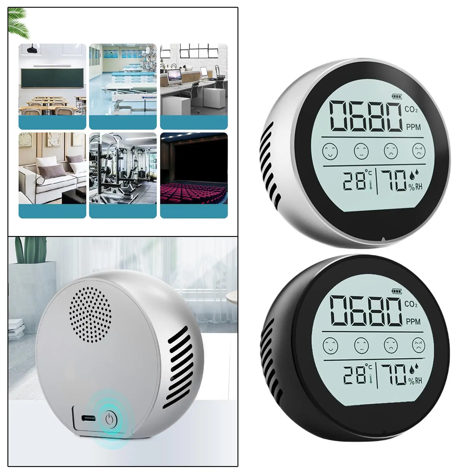 CO2 Meter Temperature Humidity Monitor Fast Measurement Meter for Warehouse