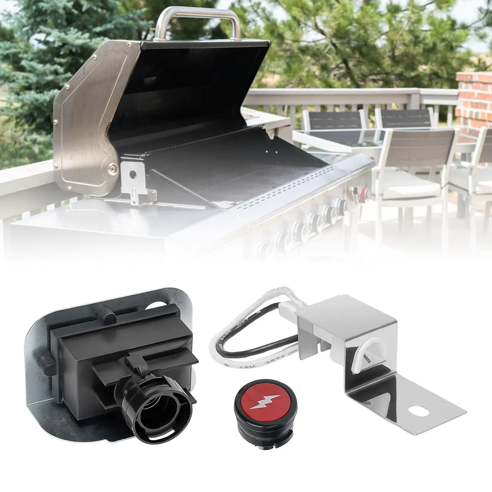 

64868 Gas Grill Replacement Ignition Set BBQ Sturdy Accessories Spare Parts Easy to Install Ignition Push Button for Q120 Q1200