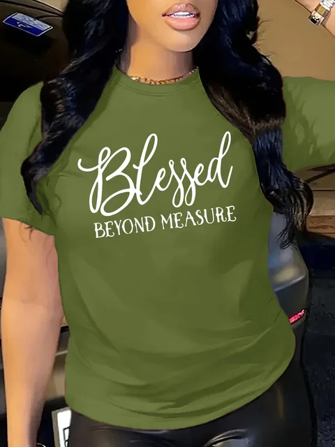 Blessed Beyond Measure Women's Tee - Faith Graphic, Casual Orange Top 4