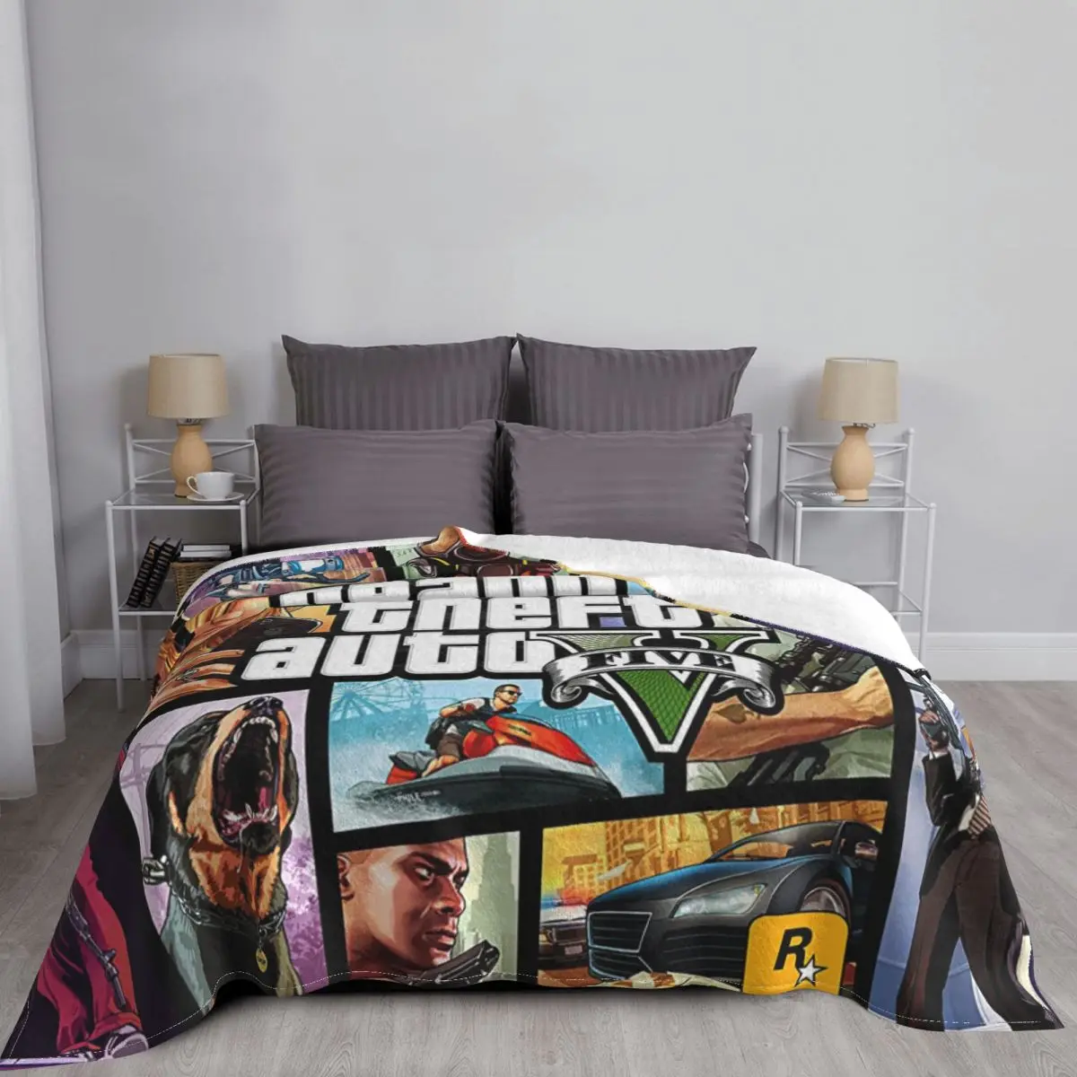 GTA Grand Theft Auto Blanket Warm Fleece Soft Flannel Video Game Throw Blankets for Bedroom Sofa Home Spring 3