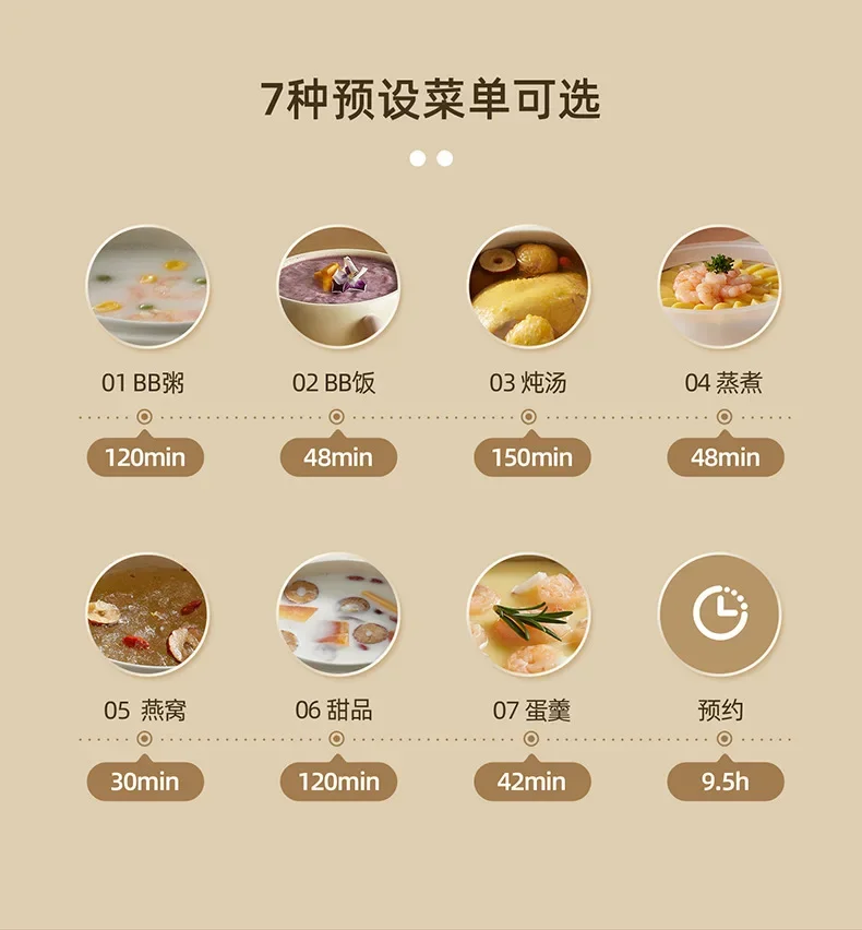 Electric Steamer Ceramic Soup Pot for Home Cooking Slow Cooker Congee Maker Small Size Porridge Ideal Bird's Nest