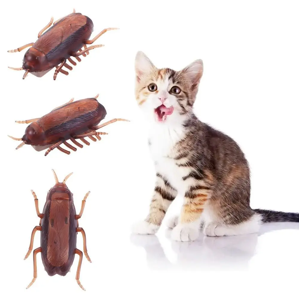цена Creative Funny Electronic Trick Joke Pet Interactive Play Toy For Cats Eletric Running Cockroach Pet Dog Cat Realistic Gag Toy