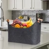 45 X 32 X 40 Cm 57 L Firewood Box Felt Basket with Wooden Handles Large Capacity Foldable Wood Basket for Fireplace & Wood Stove 2