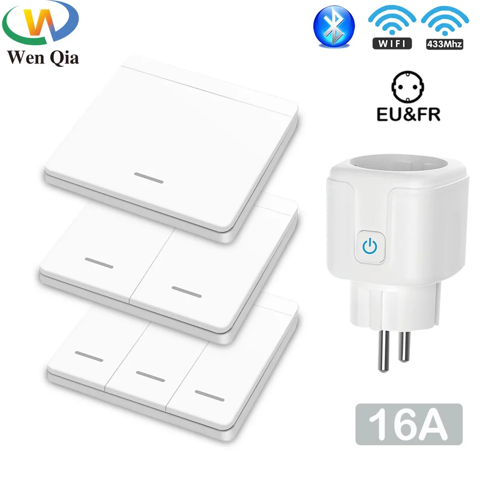 Tuya Smart Life Rf 433Mhz Wireless Mini Smart Socket Switch 16A Presa Elettrica Remote Eu Plug Controllo Vocale Google Home Alexa
