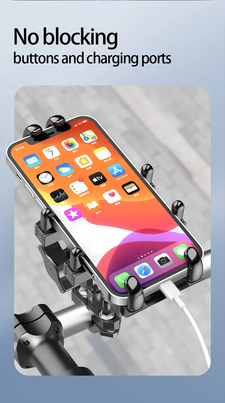 Xunting Stabile Mobile Metall Aluminium Legierung Übung Lenker Halterung Motorrad Zelle Universelle Wasserdichte Fahrrad Telefon Halter – Detail 11