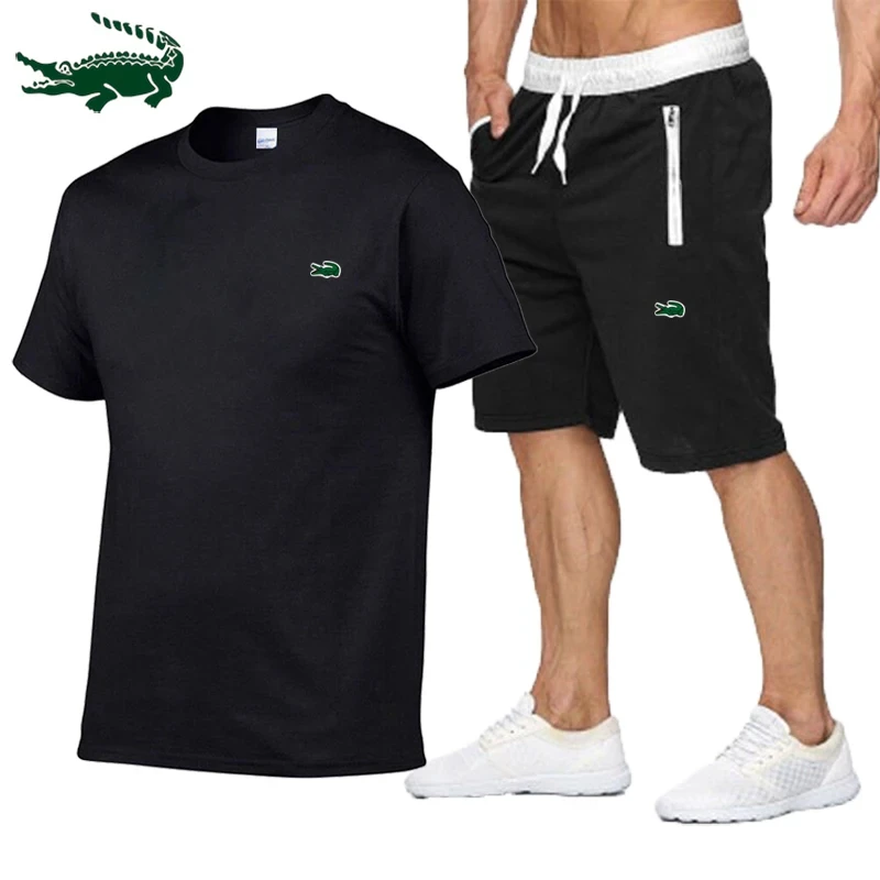 

Men's short sleeved T-shirt and sports pants set, casual shorts, 2023 cotton, hip-hop, spring, summer, high quality, brand new,