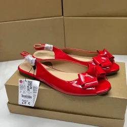 Fashion Designer Women's Flats Peep Toe Shallow Slip on Bow Decoration Breathable Slingbacks Casual 2024 Female Mules Shoes