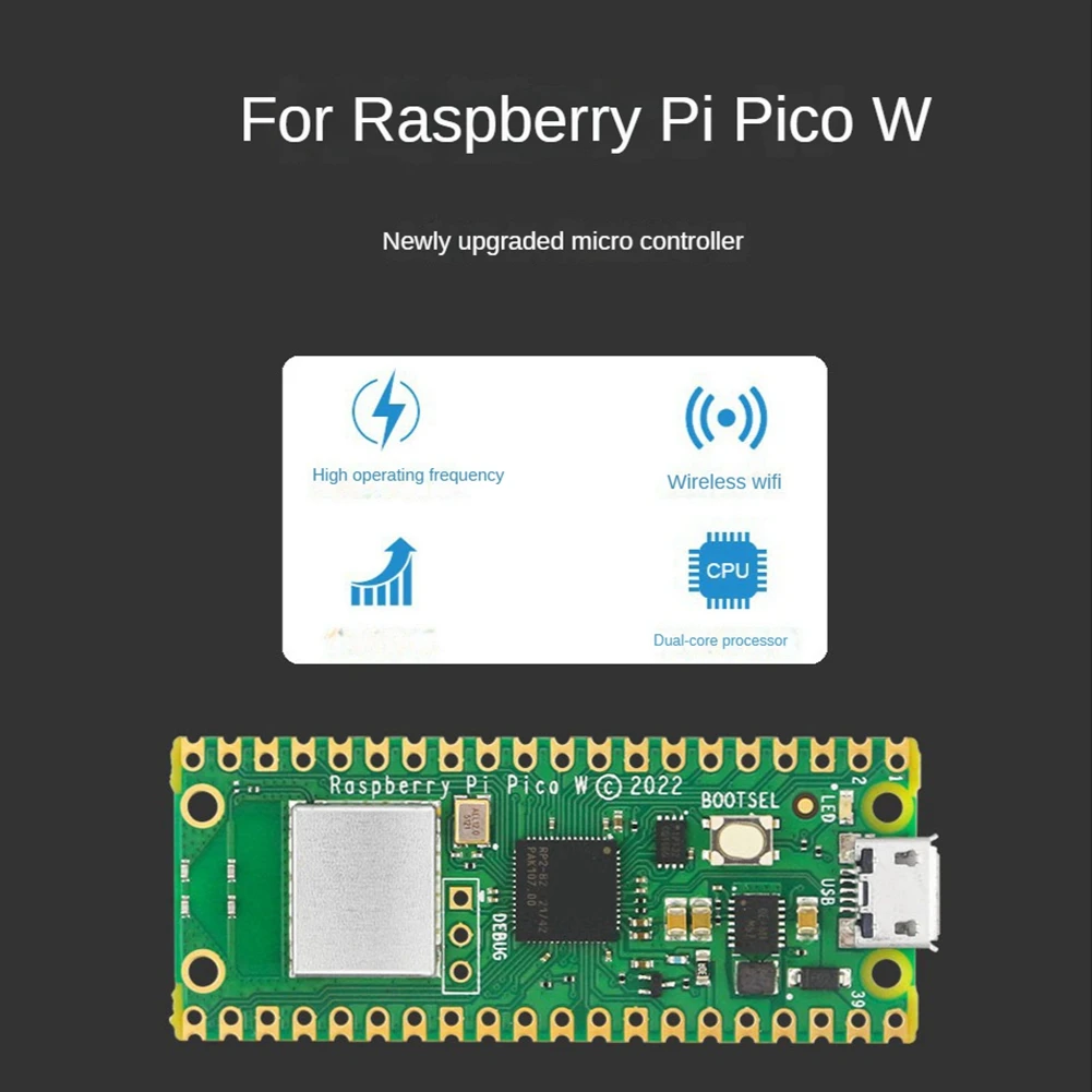 Pico W ũ ̽ + USB ̺, RP2040  ھ 2MByte ÷  Wifi  