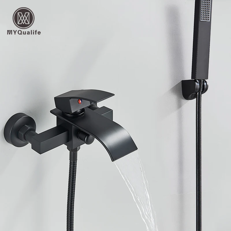 MYQualife Matte สีดำห้องน้ำก๊อกน้ำ 2 ฟังก์ชั่นอ่างอาบน้ำก๊อกน้ำติดตั้งเย็นและร้อนก๊อกน้ำ 1