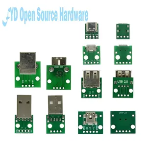 10PCS MICRO MINI5P type-c USB To Dip Female B-type Square Interface Printer Mike PCB Converter Adapter Breakout Board