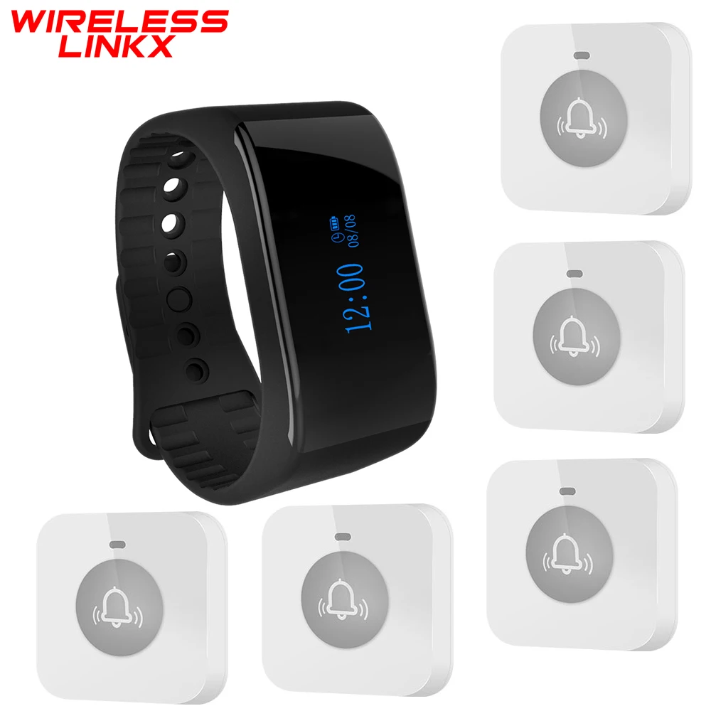 

Restaurant Pager APE6900 Waterproof Breakproof Waiter Wristband Watch Pager Wireless Calling System For Plant Hospital Bar Cafe