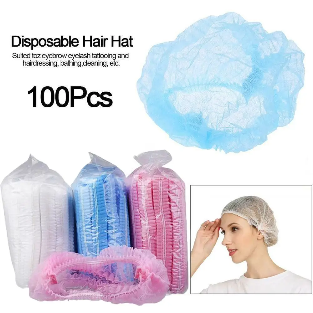 

100Pcs Stretch Security Protection Disposable Sterile Hair Caps Non-Woven Catering Hat Dustproof Hair Nets