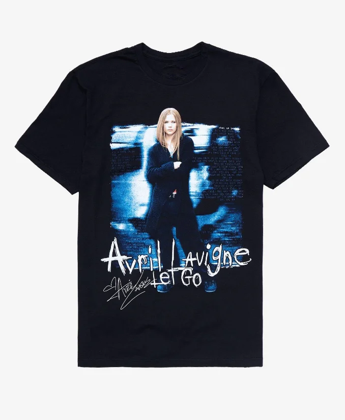 Vtg Avril Lavigne Let Go Album Cover Cotone Nero Full Size Camicia Unisex J1826