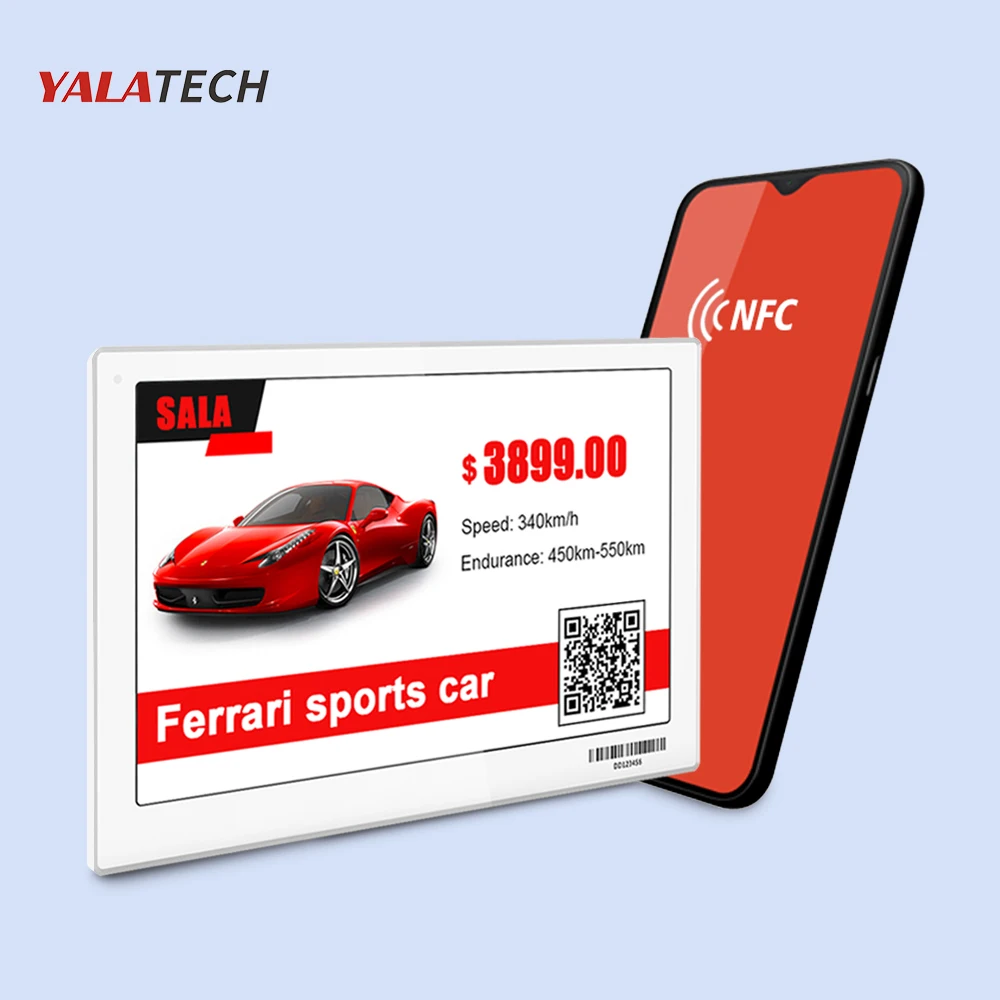 YalaTech ESL 디지털 전자 잉크 이페이퍼, NFC 가격표 ESL, 지능형 상점용 전자 선반 라벨, 4 색 1.54, 2.13, 2.66, 2.9, 3.5