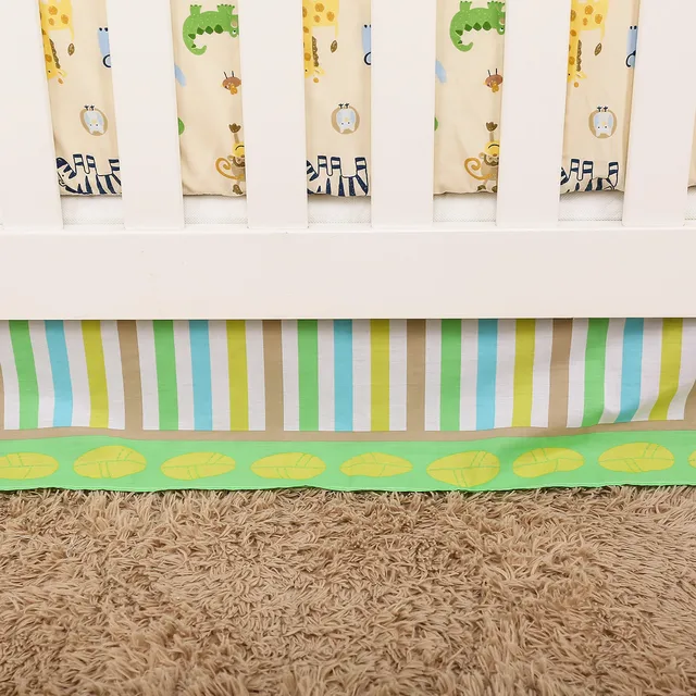 3Pcs Embroidered baby crib bedding set Crib Sheet Set Nursery Soft Infant Newborn (Baby Comforter Fitted Sheet Crib Skirt) 2