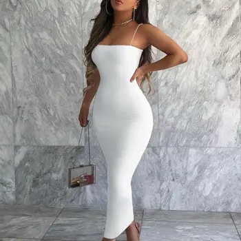 Dulzura 2023 여성용 단색 화이트 블랙 스트랩 미디 드레스, 바디콘 섹시 스트리트웨어, 파티 클럽, 우아한 패션 의류, 가을 겨울