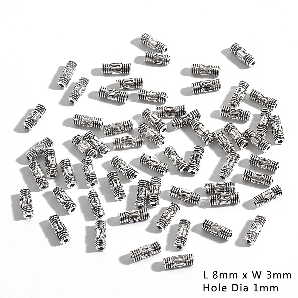 Set of 50/100 Vintage Silver-Tone Alloy Beads and Charms