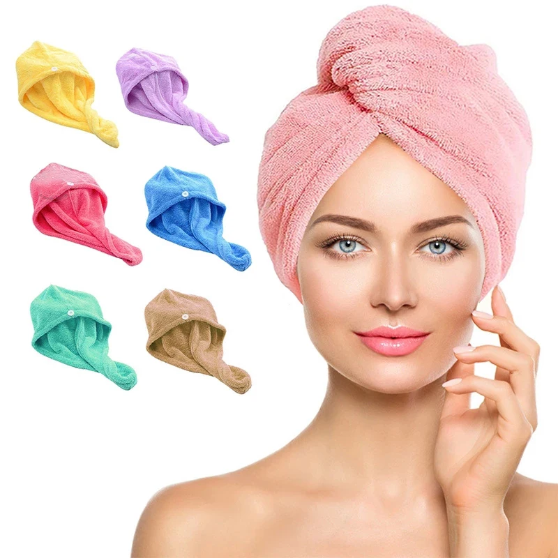 HotMicrofiberTowelQuickDryHairMagicDryingTurbanWrapHatCaps