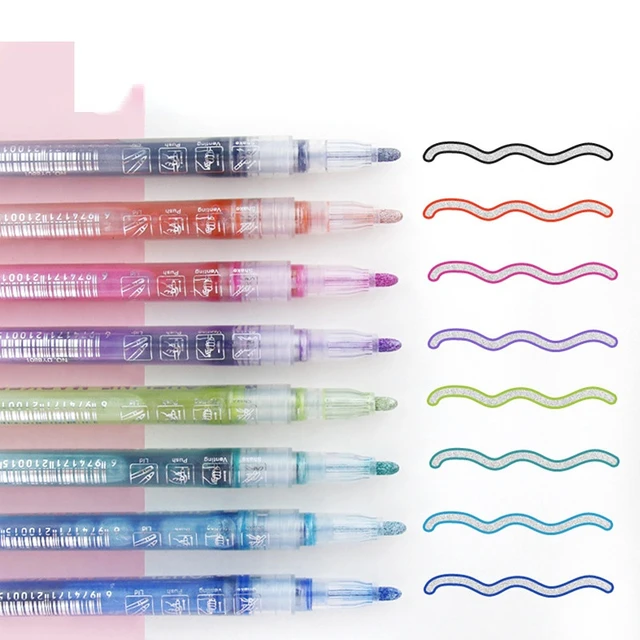 Drawing Double Line Outline Pen  Double Line Outline Markers - 8 Color Pen  - Aliexpress