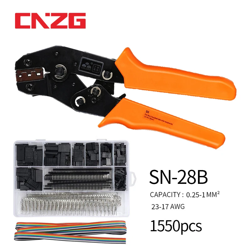 SN-28B 압착 플라이어 도구 Set-1550pcs, 2.54mm 듀폰 커넥터 및 압착 핀, 460 개, 2.54mm JST-XH JST 커넥터 키트, 0.1-1mm ²